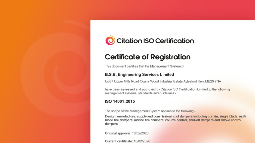 BSB Dampers | BSB Engineering Achieves ISO 14001 Certification